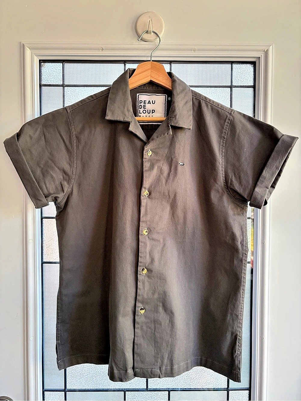 Peau de Loup Men's Short Sleeve Shirt Gray Size 8